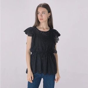 NWT Solitaire Crochet Babydoll Eyelet Lace Top sz M